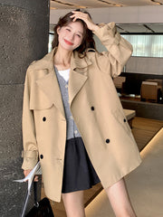 Women's Fashion Casual Pure Color Tied Slimming Coat