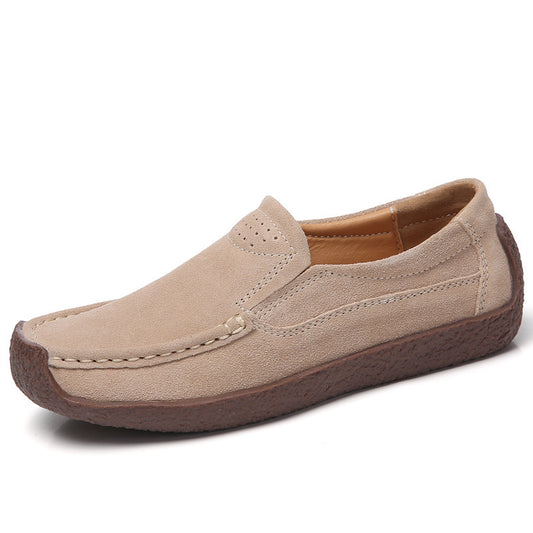 Fashion Round Toe Loafers Casual Versatile Solid Color Flats Slip-on Cozy Shoes