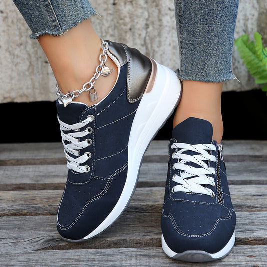 Lace-up Sneakers Women Cozy Tinck-soled Sports Shoes