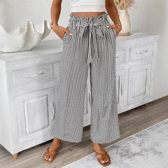 Women's Striped Elegant Straight-leg Pants