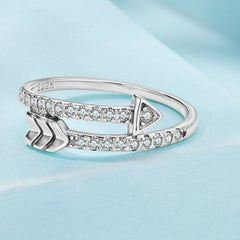 Silver arrow zircon ring - Fashionoto