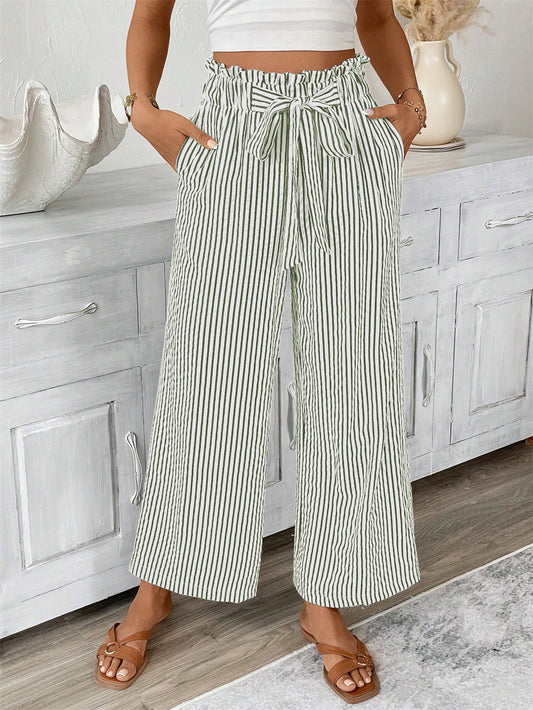 Women's Striped Elegant Straight-leg Pants
