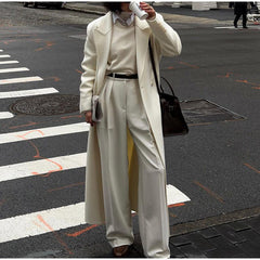 Double-sided Woolen White Elegant Slimming Draping Trench Coat