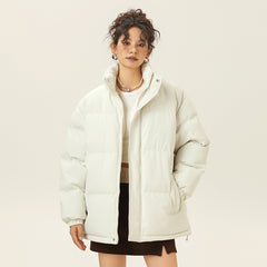 Casual Stand Collar Cotton-padded Puffer Jacket Thickened Warm Coat