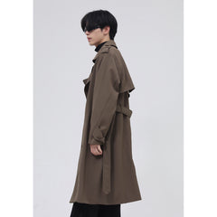 Double Breasted Simple Trench Coat Men's Belt