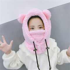 Three-Piece Warm Bear Scarf And Gloves
