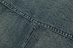 Color Stitching Turnover Neck Denim Puffer Jacket