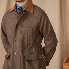 Wool Safari Jacket All-matching Stitching Collar Warm Retro Coat