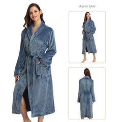 Flannel Couple Lapel Solid Print Nightgown