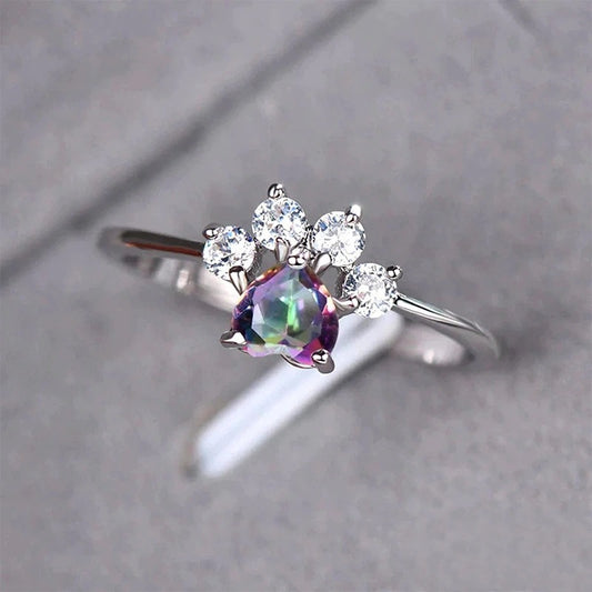 Alloy Love Cat's Paw Ring European And American Engagement Ring