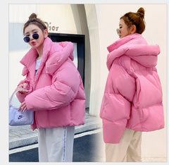 Puffy Hooded Bread Short Cotton-padded puffer Jacket For Women Thick Loose