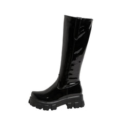 Women Knee Boots Wedges Heels Platform Lace Up Plush Inside Warm Fur