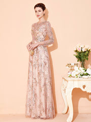 Elegant Long Evening Dress With Long Sleeves