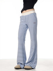 Vintage Stripe Casual Pants For Women Loose Straight Trousers