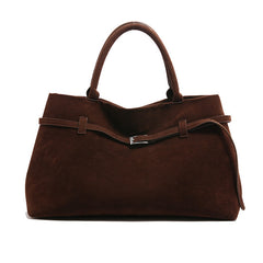 Decorative Design Solid Faux Suede Handbag Large Capacity Casual Tote Bags For Women Tote Design Portable Shoulder Bag