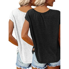 2Pack Women's V Neck Sleeveless Tank Tops Loose Fit Casual Summer Beach Shirts