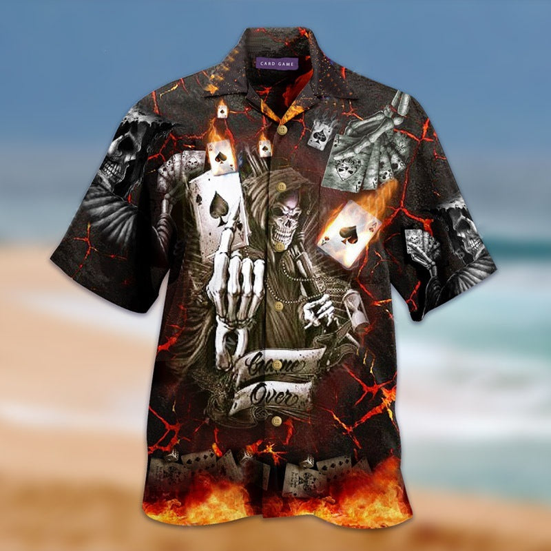 Casual Short Sleeve Loose Shirt 3D Printed Cardigan