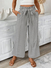 Women's Striped Elegant Straight-leg Pants