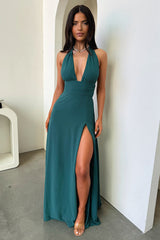 Lady Like Woman Style Lace-up Halterneck Backless Dress