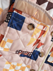Diamond Lattice Pattern Print Cotton-padded Puffer Jacket Coat
