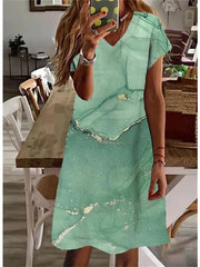Women's Elegant Round Neck Print Loose Dress