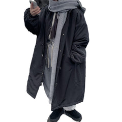 Winter Comfortable Workwear Parker Loose Large Drawstring Stand Collar Cotton-padded Jacket