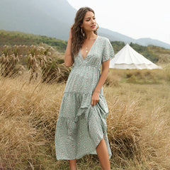 Women's Ruffled Floral Bohemian Dress