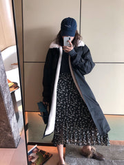 Rabbit fur lining trench coat