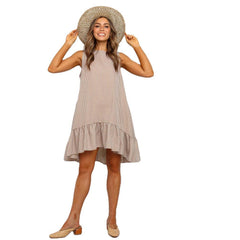 Plaid loose A-line dress with Ruffle Skirt