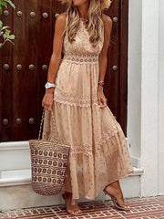 Sexy deep V sleeveless Chiffon Dress