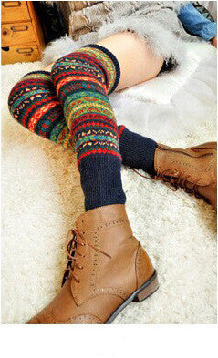 Warm thick cotton socks color knee pads boots socks – view 10