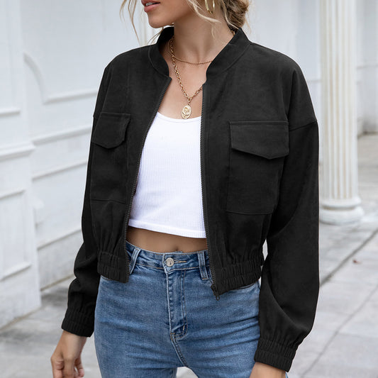 Casual leather jacket in autumn and winter