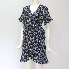 V-neck chiffon A-line short sleeve dress