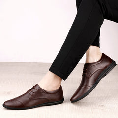 Casual Lace-up Head Layer Cowhide Men's Shoes