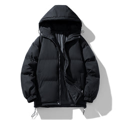 Men's Hoodie Coat Winter Fashion Solid ZIp-up Thickened Cotton-padded Puffer Jacket Casual Warm Outwear Top Clothing