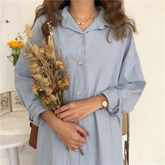 Long cotton and linen blouse