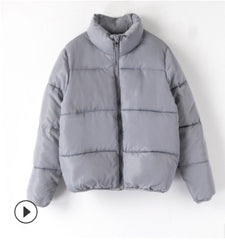Winter solid color warm cotton puffer coat