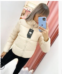 Winter solid color warm cotton puffer coat