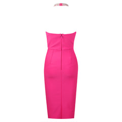 Hollow-out Shiny Rhinestone Collar Halter Dress