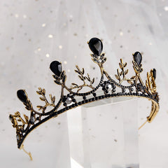Black luxury crown bridal headdress wedding dress