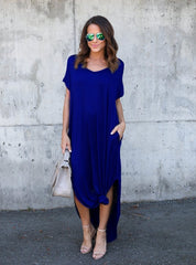European and American foreign trade dress burst summer aliexpress Amazon hot pocket split large swing dress