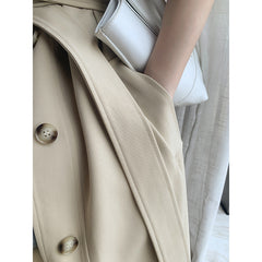 Windbreaker Women's Autumn Style Single-breasted Temperament Waist Mid-length Coat Jacket