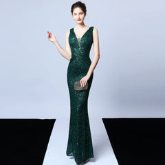 Sleeveless Sequined Atmosphere Queen Fishtail Evening Gown