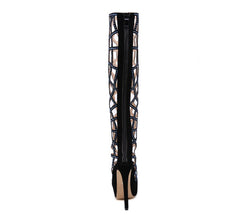 Black Shoes Sexy Hollow Out High Heels Boots