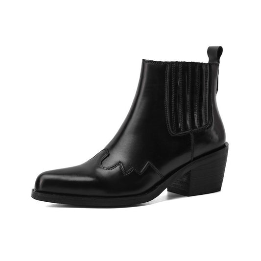 Leather Boots Women Genuine Pointed Toe