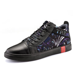 Men's Leather Plush Warm Boots Casual High Top Board Shoes