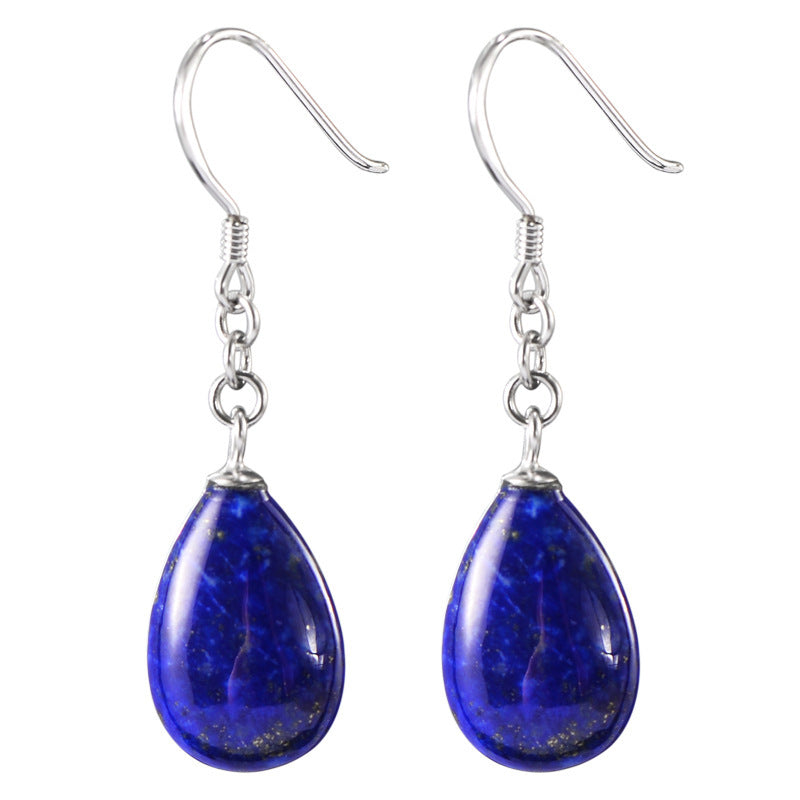 Chain drop lapis lazuli earrings