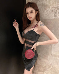 Mesh gauze suspender dress