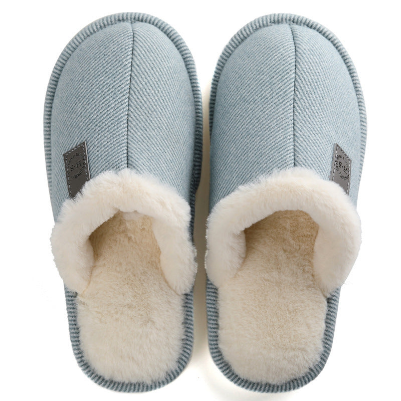 Autumn and winter plus velvet warm cotton slippers