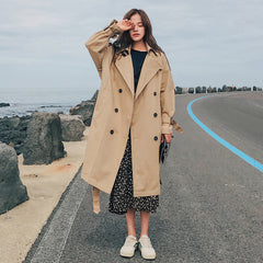 Stylish slim autumn over-the-knee coat